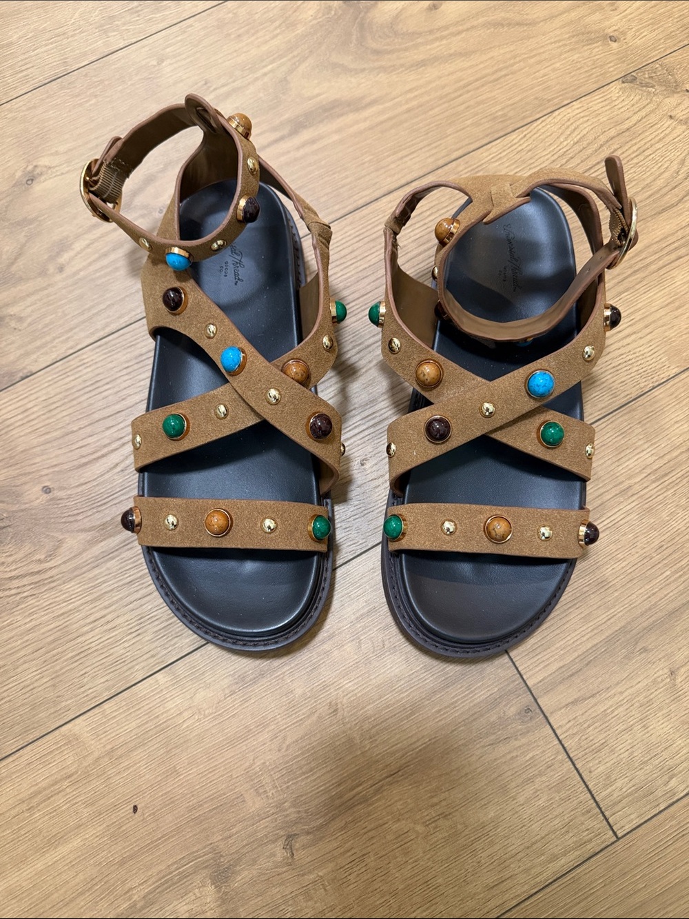 Universal Thread Tan Beaded Studded Strappy Sandals never worn